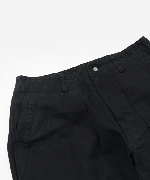 HEAVY CANVAS DESTROYED DOUBLE KNEE PANTS _ BLACK