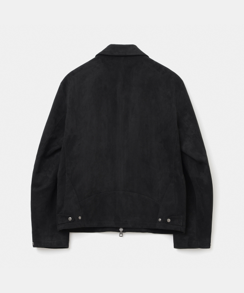 faux suede zip-up jacket black
