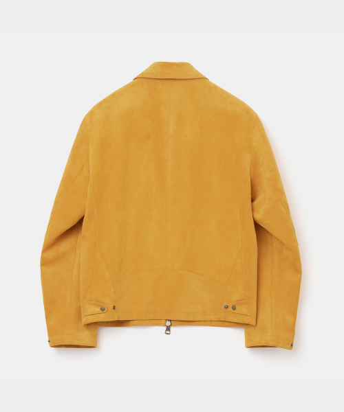 faux suede zip-up jacket yellow