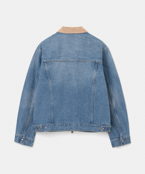 На молнии джинсовый work куртка 13oz индиго синий