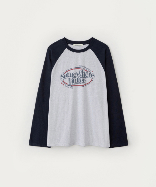 Wave logo raglan long топ - белый меланж(тёмно-синий)