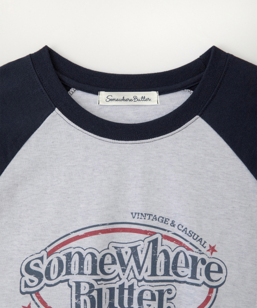 Wave logo raglan long топ - белый меланж(тёмно-синий)