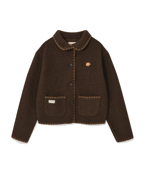 Женская куртка со швами из цигейки Brown