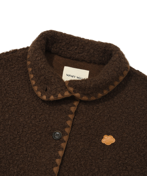 Женская куртка со швами из цигейки Brown