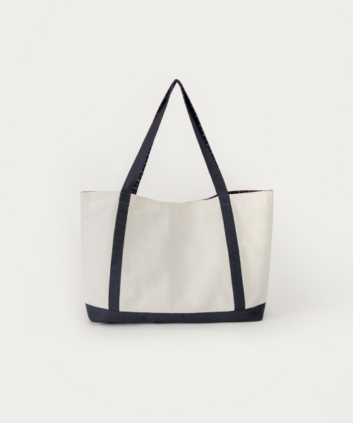Check letter reversible bag - ivory(тёмно-синий)