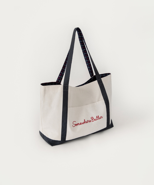 Check letter reversible bag - ivory(тёмно-синий)