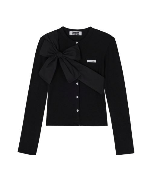 Трикотажный кардиган с бантом Black
