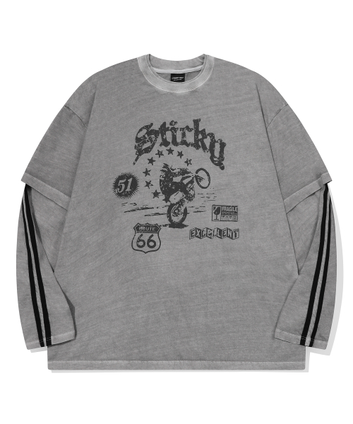 Лонгслив Willy Layered Pigment Ghost Grey