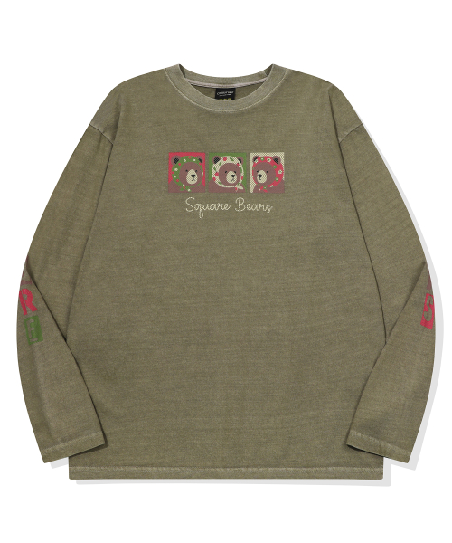 Лонгслив Square Bear Pigment цвета Khaki