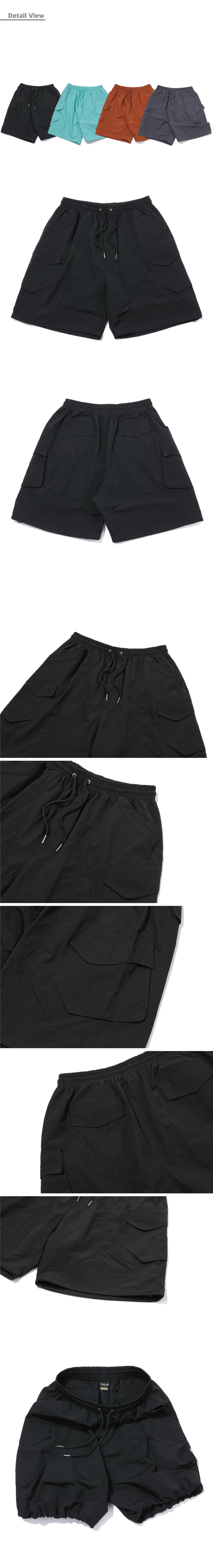 BERMUDA CARGO NYLON PANTS - 3 COLORS BLACK