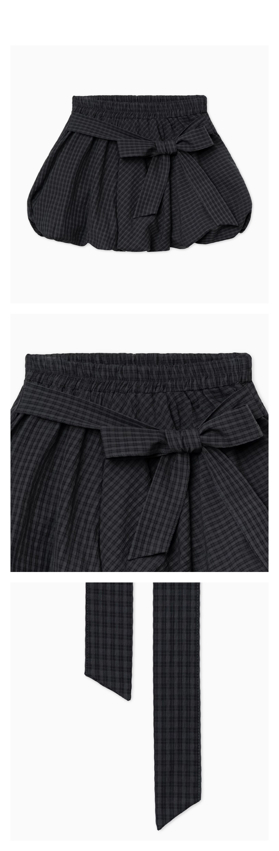 MUSINSA | DELAYOFF Ribbon Point Check Banding Balloon Mini Skirt