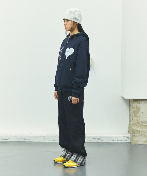 I LOVE MUSIC ZIP UP HOODIE NAVY (CV2FFUM481A)
