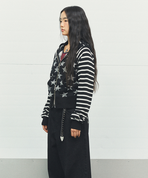 W raglan star zip up худи чёрный(cv2fffm482a)