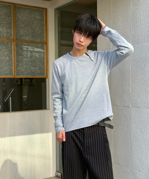 Side Deep Pleat Slacks [Black Stripe] thumbnail 5