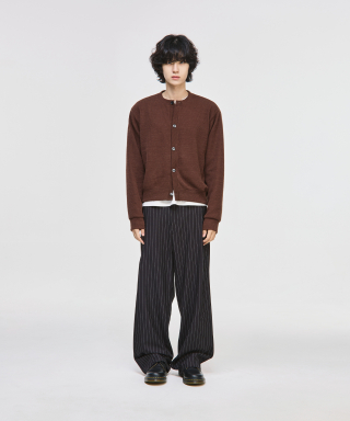 SIGNATURE シグニチャー ラウンドネック クロップニットカーディガン [ブラウン] 画像 7