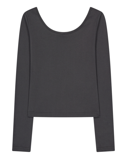 Graphic u-neck long sleeve t-рубашка-угольно-серый