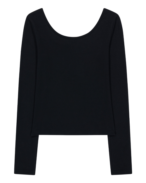 Graphic u-neck long sleeve t-рубашка-чёрный