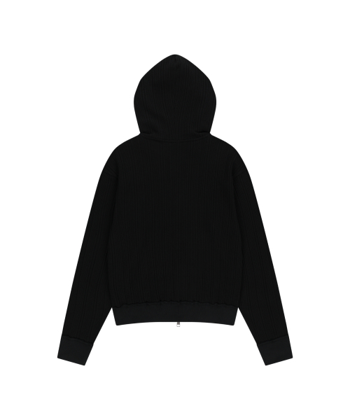 解凍されたジップ-アップパーカー (ブラック)