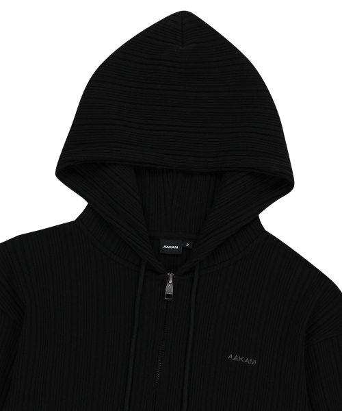 解凍されたジップ-アップパーカー (ブラック)