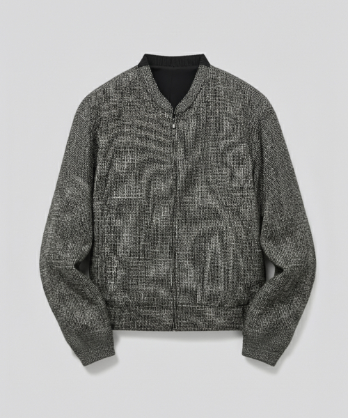 Твидовый бомбер Takisada Flowing Jacket Black