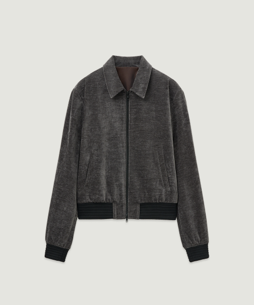 Бархатный бомбер со сборками Midnight Grey