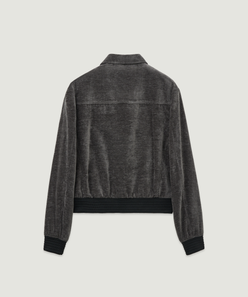 Бархатный бомбер со сборками Midnight Grey
