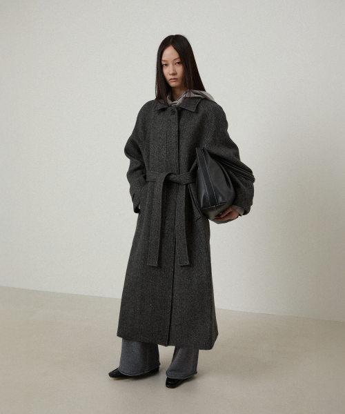 Пальто-балмакан Russo из шерсти Stone Grey