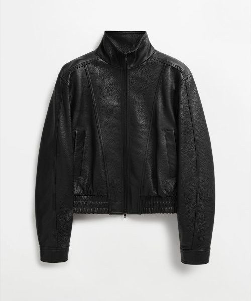 Кожаный бомбер Saint из овчины Black