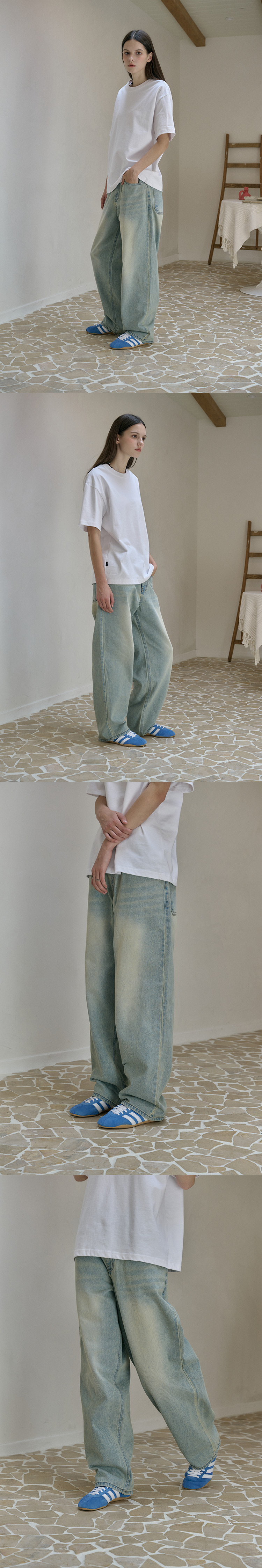 WIDE DENIM PANTS - 3 COLORS BLUE