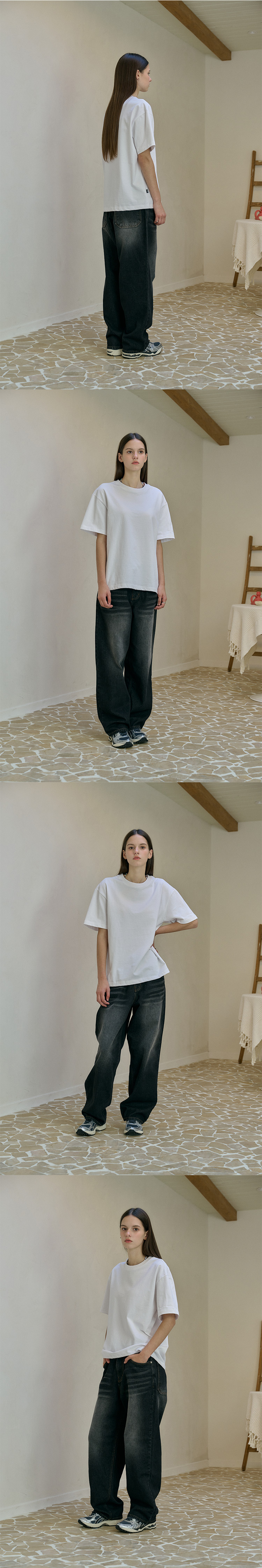 WIDE DENIM PANTS WASHED