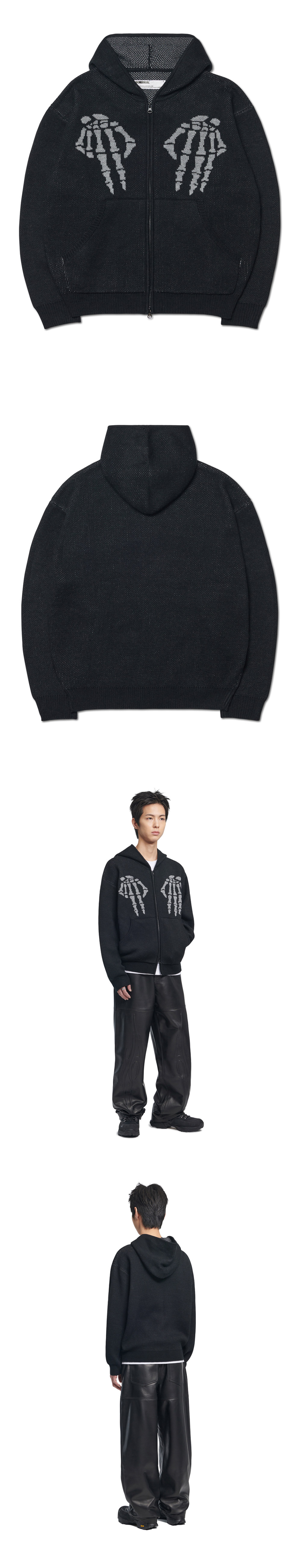 NM SKULL HAND COWICHAN HOODED ZIP-UP - BLACK | ファッション通販