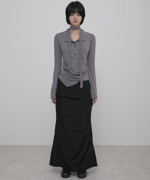 Asymmetrical draped рубашка (fl-186_gray)