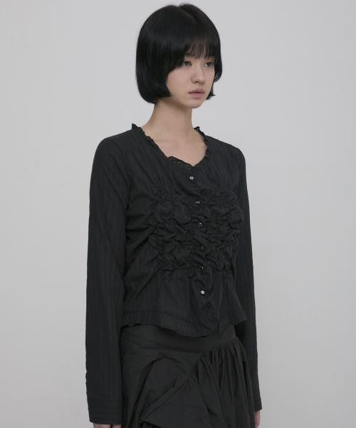 Saya frill puff long блузка (fl-190_black)