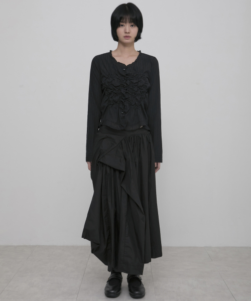 Saya frill puff long блузка (fl-190_black)