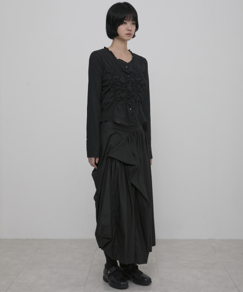 Saya frill puff long блузка (fl-190_black)