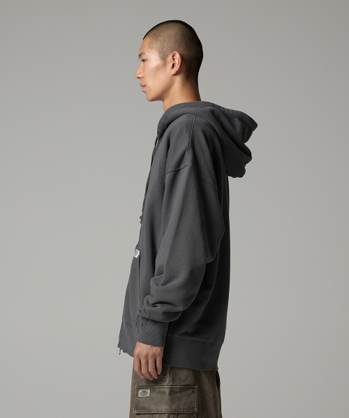 Базовый худи на молнии Garment Dyed Charcoal