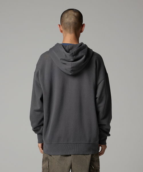 Базовый худи на молнии Garment Dyed Charcoal