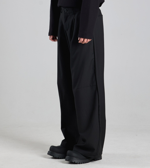 Классические широкие слаксы с одной складкой (Black)