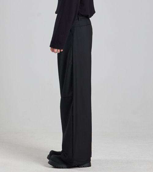 Классические широкие слаксы с одной складкой (Black)
