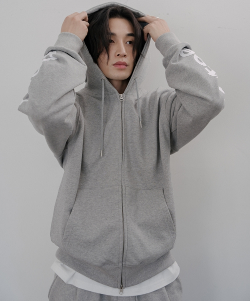 Худи на молнии Basic Mardi - Melange Gray