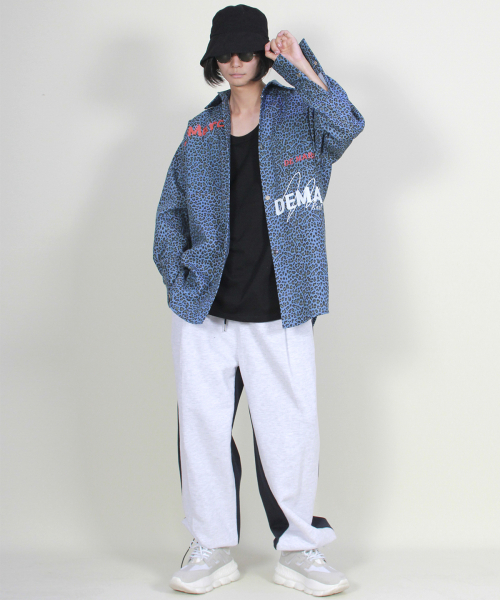 Двусторонние широкие джоггеры со складкой и завязками Navy & White Melange
