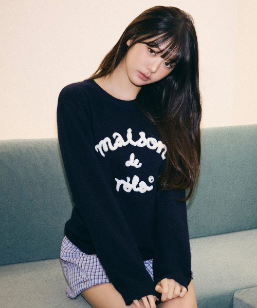 MAISON DE ROLA PATCHWORK KNIT NAVY