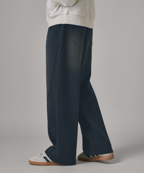 Спортивные штаны с начесом и косыми швами [Navy]