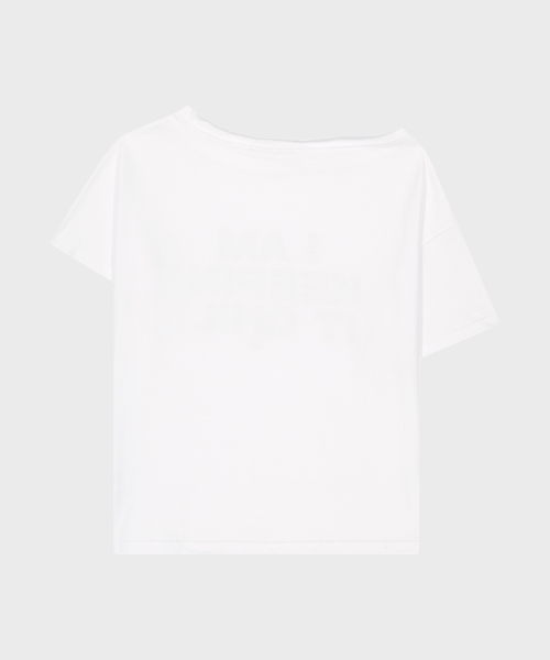 HOTFIX ONE-SHOULDER UNBALANCE T-SHIRT-WHITE