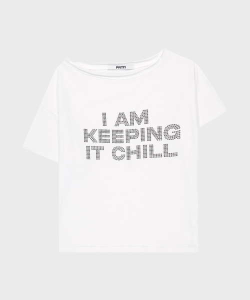 HOTFIX ONE-SHOULDER UNBALANCE T-SHIRT-WHITE
