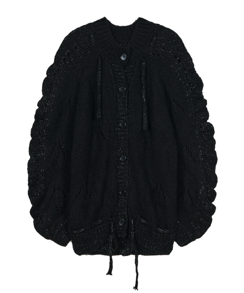 Glittered Knit Strap Cardigan [Black]