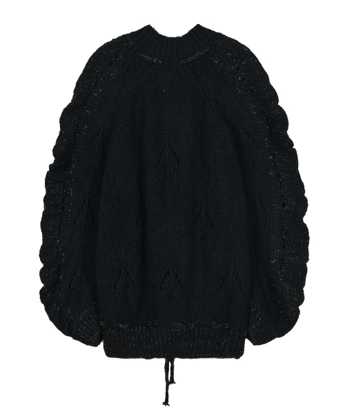 Glittered Knit Strap Cardigan [Black]