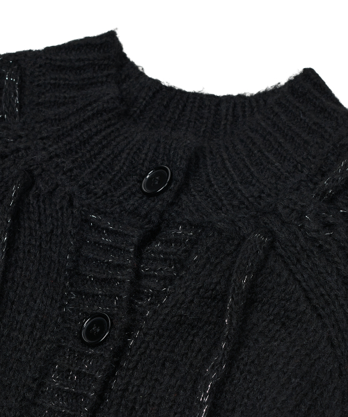 Glittered Knit Strap Cardigan [Black]