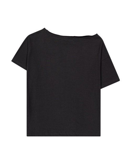 HOTFIX ONE-SHOULDER UNBALANCE T-SHIRT-CHARCOAL