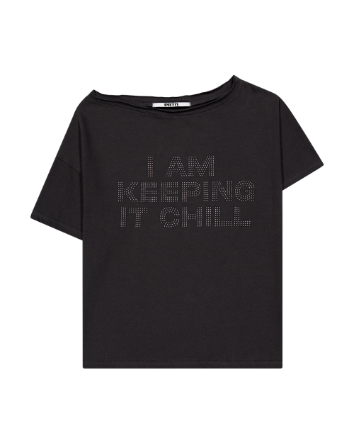 HOTFIX ONE-SHOULDER UNBALANCE T-SHIRT-CHARCOAL